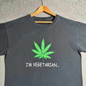 Vintage Y2K Weed Shirt Mens Large Cannabis Funny Vegetarian Humor